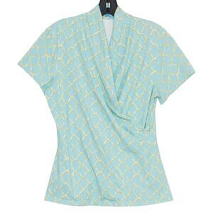 J McLaughlin Top Catalina Cloth Surplice L Resort Coastal Preppy Nautical Work